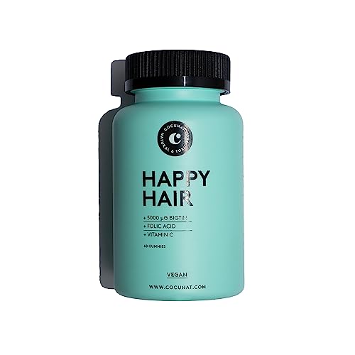 COCUNAT | Happy Hair | Vitaminas para Fortalecer, Estimular el Crecimiento y Prevenir la Caída del Cabello | Cabellos Finos y Dañados | Biotina 5.000 mcg | Resultados en 6 Semanas | 60 uds