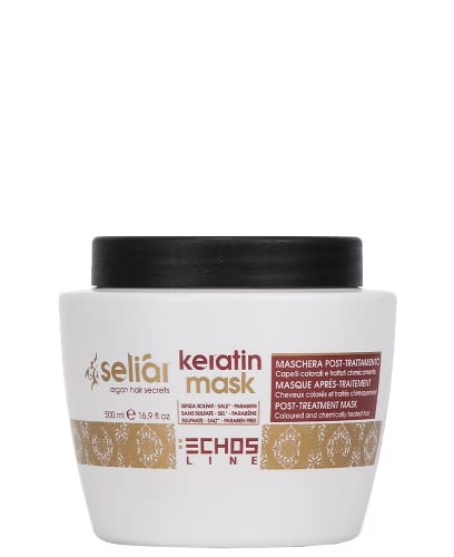 Echosline Seliar Keratin Mask-Mascarilla Post Tratamiento para cabellos coloreados-500 ml, Multicolor, 500 ml (Paquete de 1)