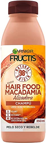 Garnier Fructis Hair Food Champú de Macadamia Alisadora para Pelo Seco y Rebelde - 350 ml